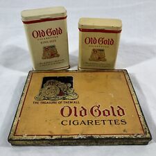 Lot of 3 Vitage OLD GOLD CIGARETTES TOBACCO Tins Advertising Pocket Tin Hinged picture