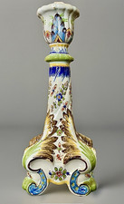 ANTIQUE FRENCH DESVRES FAIENCE CANDLESTICK FOURMAINTRAUX COURQUIN ROUEN STYLE picture