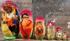 Vintage Disney Beauty And The Beast Nesting Dolls Set Wooden Hand Painted picture
