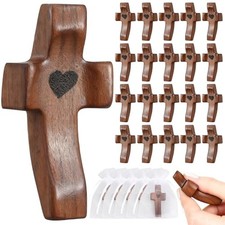 30Pcs Wooden Cross Fidget with Organza Bags Cross My Heart/ Encouragement Gif... picture