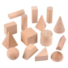 Syhood 15 Pcs 3D Shapes Geometric Solids Wooden Large, Burlywood Color  picture