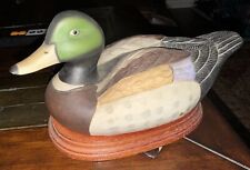 Vintage Mallard Duck by UCGC Ceramic Figure on Wood Base picture