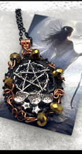 Cat Pentacle Bruja Voodoo Conjure Hoodoo Witch Protection Amulet Necklace y32 picture