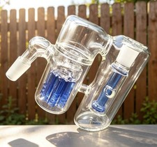 Tire branches ash catcher 18mm blue Multiple bong Smoking Recycler rig thick picture