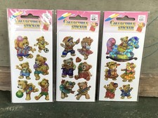Vintage NOS Teddy Bears Hologram Collectible Sticker Lot 3 Packs Wal-Mart Rare picture