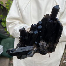 3.8lb Large Natural Black Smoky Quartz Crystal Cluster Raw Mineral Specimen picture