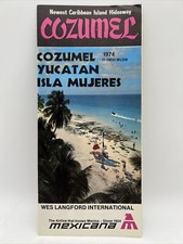 1974 COZUMEL YUCATAN ISLA MUJERES Mexicana Airlines Travel Guide Brochure Rates picture