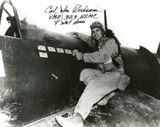 JOHN RUHSAM SIGNED AUTOGRAPHED 8x10 PHOTO WORLD WAR II FIGHTER ACE BECKETT BAS picture