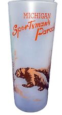 Rare Michigan Sportsman's Paradise Glass Tumbler Frosted Badger 6.5