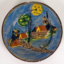 c.1920/30's Tlaquepaque Mexican Washy Blue Pottery Casas del Campo Plate picture