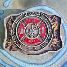 Vintage SpecCast Fire Dept ‘Bravery, Loyalty, Vigilance’ Belt Buckle picture