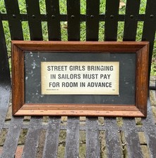 Rare Hotel Framed Street Girls Hotel Sailors WWII Motel Sign Virginia Beach 1942 picture