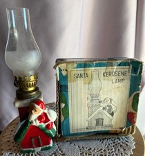 VTG 1950s Christmas Santa Chimney Ceramic Mini kerosene oil lamp w/box Japan picture