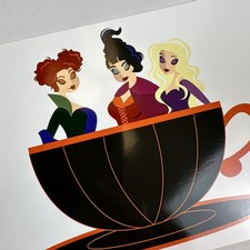 Ashley Taylor Signed Disney Hocus Pocus Tea Cup 5x7 Art Print Framed, Glass picture