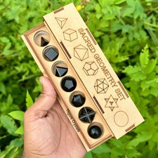 7pcs Black Obsidian Platonic Solids Set: Sacred Geometry, Reiki Healing  picture