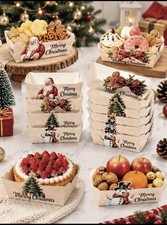 12Pcs Vintage Christmas Paper Trays Santa Snowman Tree Holiday Party Decor picture