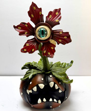 Hallow’s Eve Halloween Monster Pumpkin Plant Eyeball Flower Resin Figurine  picture