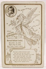 1908 Angel of Peace Photo Remembrance Memorial Card Young Howard Conkel picture