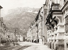 Innsbruck Switzerland Street Scene Alps Mountains Cityscape Vtg. Photo 19thC. picture