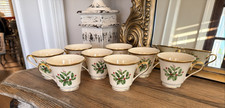 Lenox Holiday Footed Teacups Set of 8 Holly Berry Gold Trim Christmas USA picture