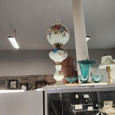Vintage GWTW Double Ball Globe, 3 Way Light Victorian Banquet Parlor Lamp 21