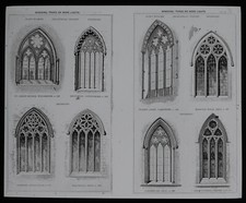CHURCH WINDOWS - EARLY ENGLISH C1910 ANTIQUE Magic Lantern Slide MEDIEVAL picture