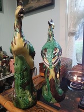 2 Porcelain Phoenix Ho Ho Birds Vibrant open Beak 14
