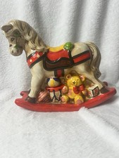 Vintage Ceramic Rocking Horse Coin Money Piggy Bank 6