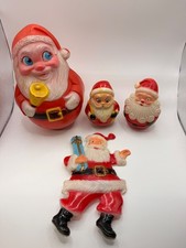 Vintage Plastic Santa Roly Poly Christmas Toys & Window Hanger – Lot of 4 picture