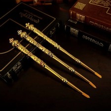 3x Orthodox Holy Oil Applicator Pens Gold Tone Eastern Church Metalware picture