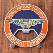 FedEx Flying Tiger Line Bottle Opener Challenge Coin T‑Day 1989  W#18 picture