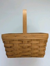 Vtg Longaberger Woven 1999 Basket W/Plastic Protector & Wooden Divider 10x6x4