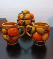 Inarco Cookie Jar/Candy Jar E3354 and 2 Mugs E3351. Vintage 1970's. Very Nice. picture