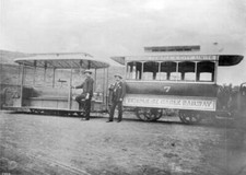Temple Street Cable Railway car with its trailer at the juncture o - Old Photo picture