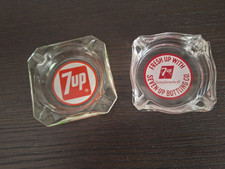 2 Vintage 7up Soda ashtrays 