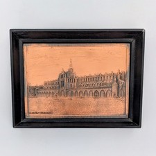 Vintage Poland Warsaw cityscape hand made wall hanging copper plaque picture