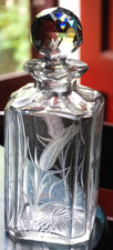 Antique GEORGIAN PERIOD Stone Cut Glass WHISKEY DECANTER WHEAT W Stopper 8.5