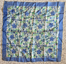 H. A. & E. Smith LTD Vintage 60's Bermuda Flowers Silk Square Hand Rolled Scarf picture
