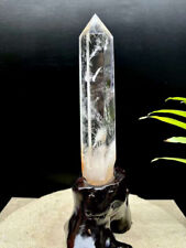 376g Natural White Clear Quartz Obelisk Crystal Wand Point Gem Healing Decor+S picture