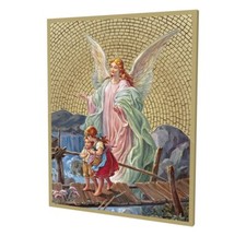 Guardian Angel Gold Foil Mosaic Plaque, Made in Italy, 8