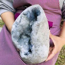 14LB Natural Beautiful Blue Celestite Crystal Geode Cave Mineral Specimen629 picture
