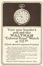 1914 Waltham Watch Company Massachusetts Colonial Royal Pocket Watch Vintage Ad picture