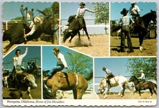 Henryetta OK Home of Rodeo Champion Jim Shoulders Rodeo School (6X4 in) Postcard picture