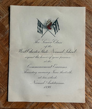 Antique 1898 West Chester PA Normal School Commencement Invitation Cuba Flag picture