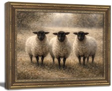 Vintage Gold Framed Wall Art Blackface Sheep Wall Art Rustic Country Sheep La... picture