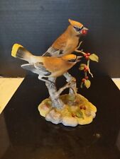 Vintage 1997 Porcelain Maruri Songbird Serenade Cedar Waxwing Pair with Berries. picture