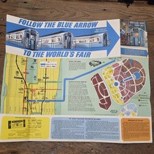 Vintage 1964 New York Worlds Fair Subway Map NYC Transit Authority Blue Arrow picture
