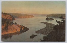 Deception Pass Bridge Washington State Vintage Log Tow Postcard 1950s Mount picture