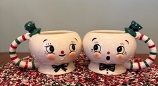 New Johanna Parker Red/Green Striped Set Of Two Christmas Mugs with Top Hats picture