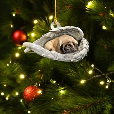 English Mastiff Dog Sleeping Angel Car Ornament Mastiff Dog Angel Wings Ornament picture